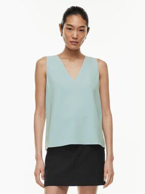 Aritzia Babaton Vara Blouse Sleeveless V-neck Blouse Size XS Light Blue